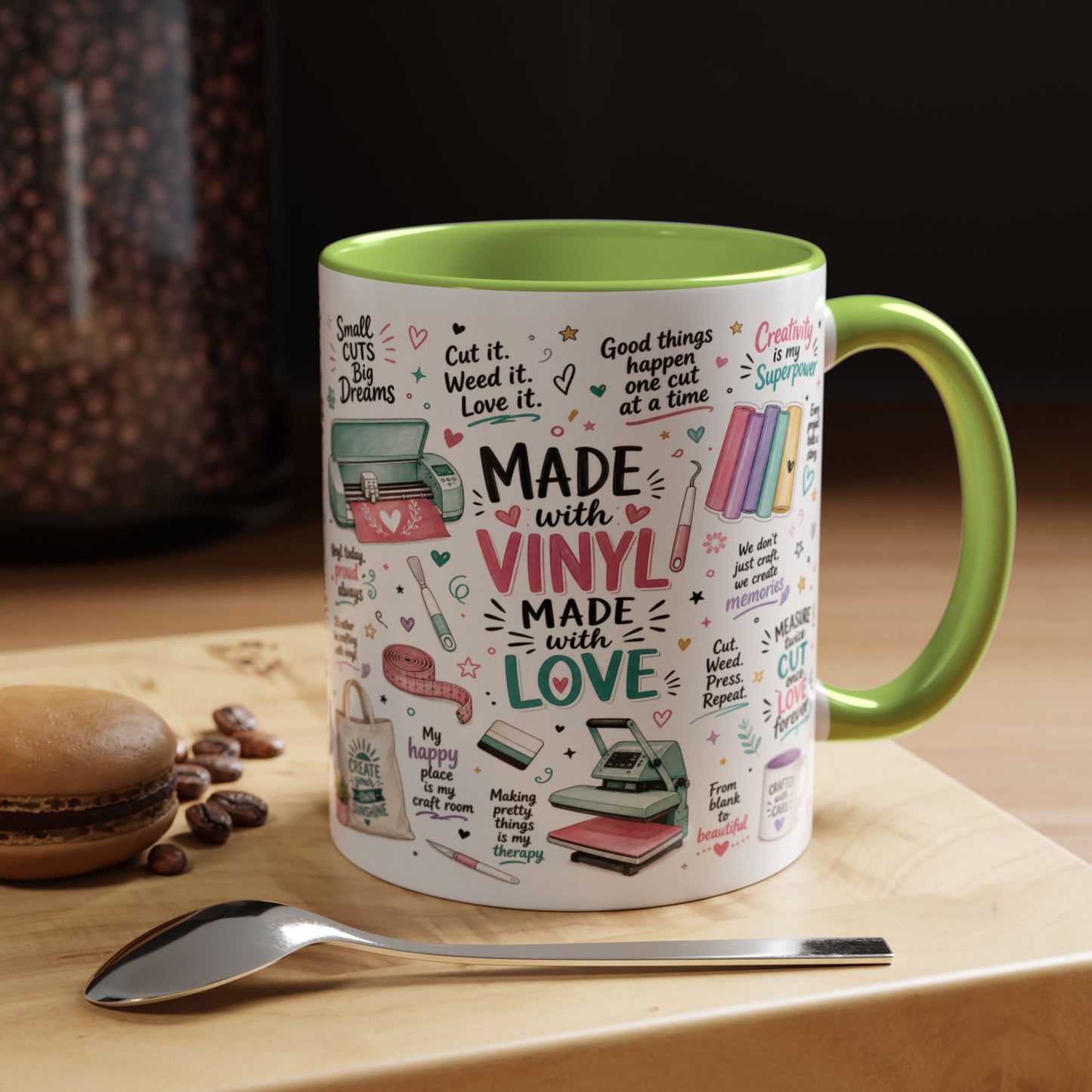 Made with Vinyl Mug — Cute Pink Crafting Coffee Cup for Crafters & Cricut Lovers