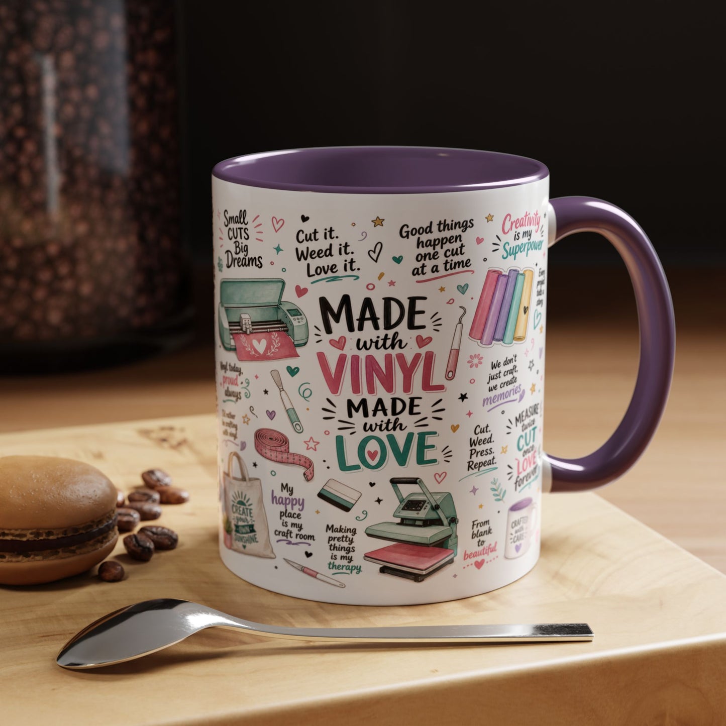 Made with Vinyl Mug — Cute Pink Crafting Coffee Cup for Crafters & Cricut Lovers
