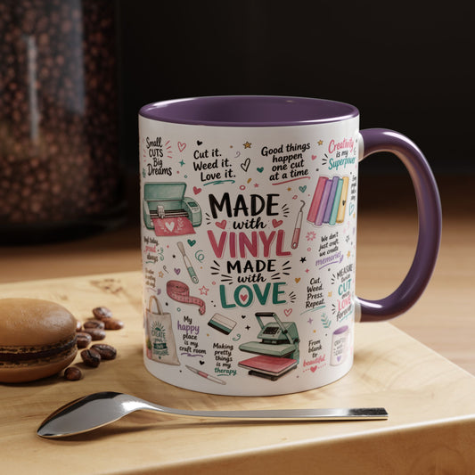 Made with Vinyl Mug — Cute Pink Crafting Coffee Cup for Crafters & Cricut Lovers