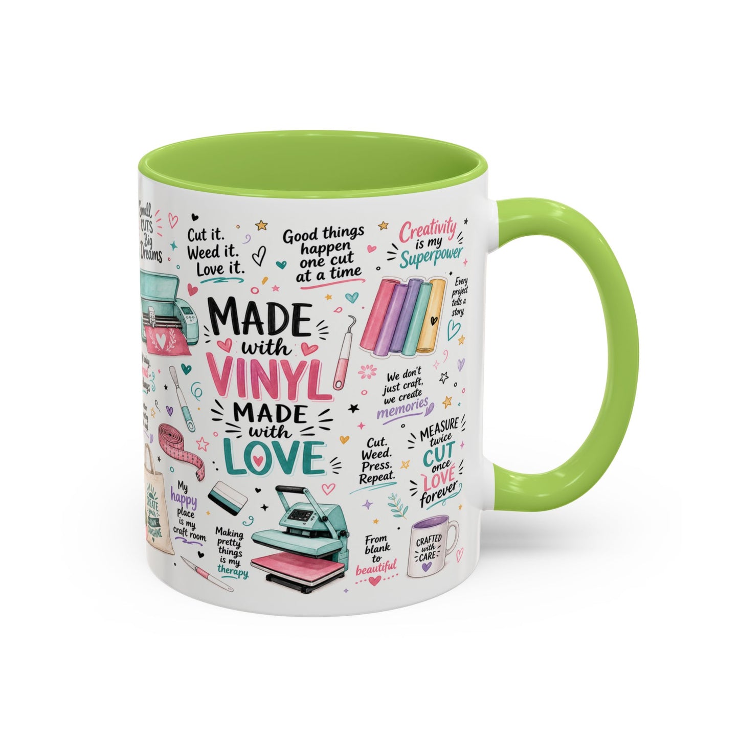 Made with Vinyl Mug — Cute Pink Crafting Coffee Cup for Crafters & Cricut Lovers