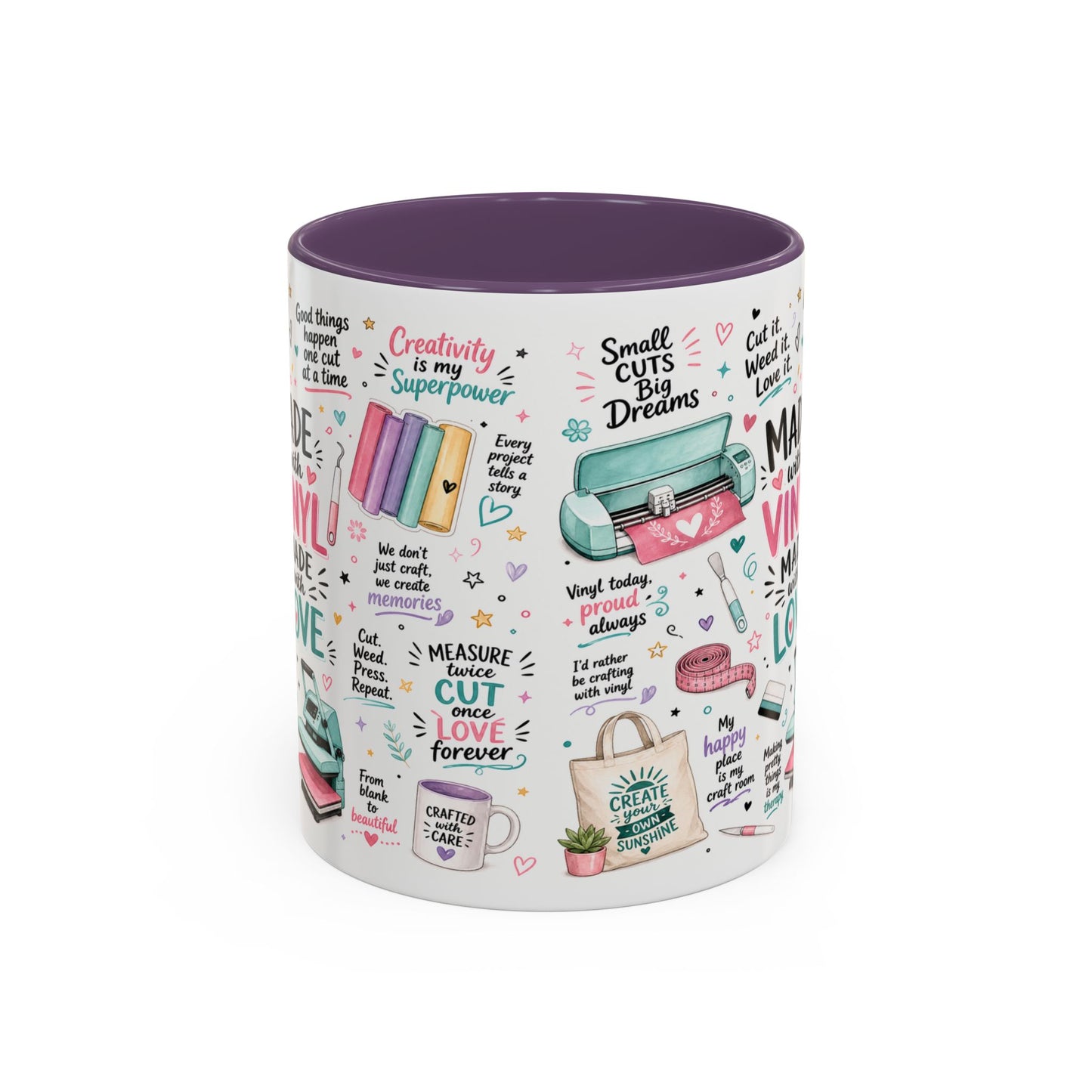 Made with Vinyl Mug — Cute Pink Crafting Coffee Cup for Crafters & Cricut Lovers