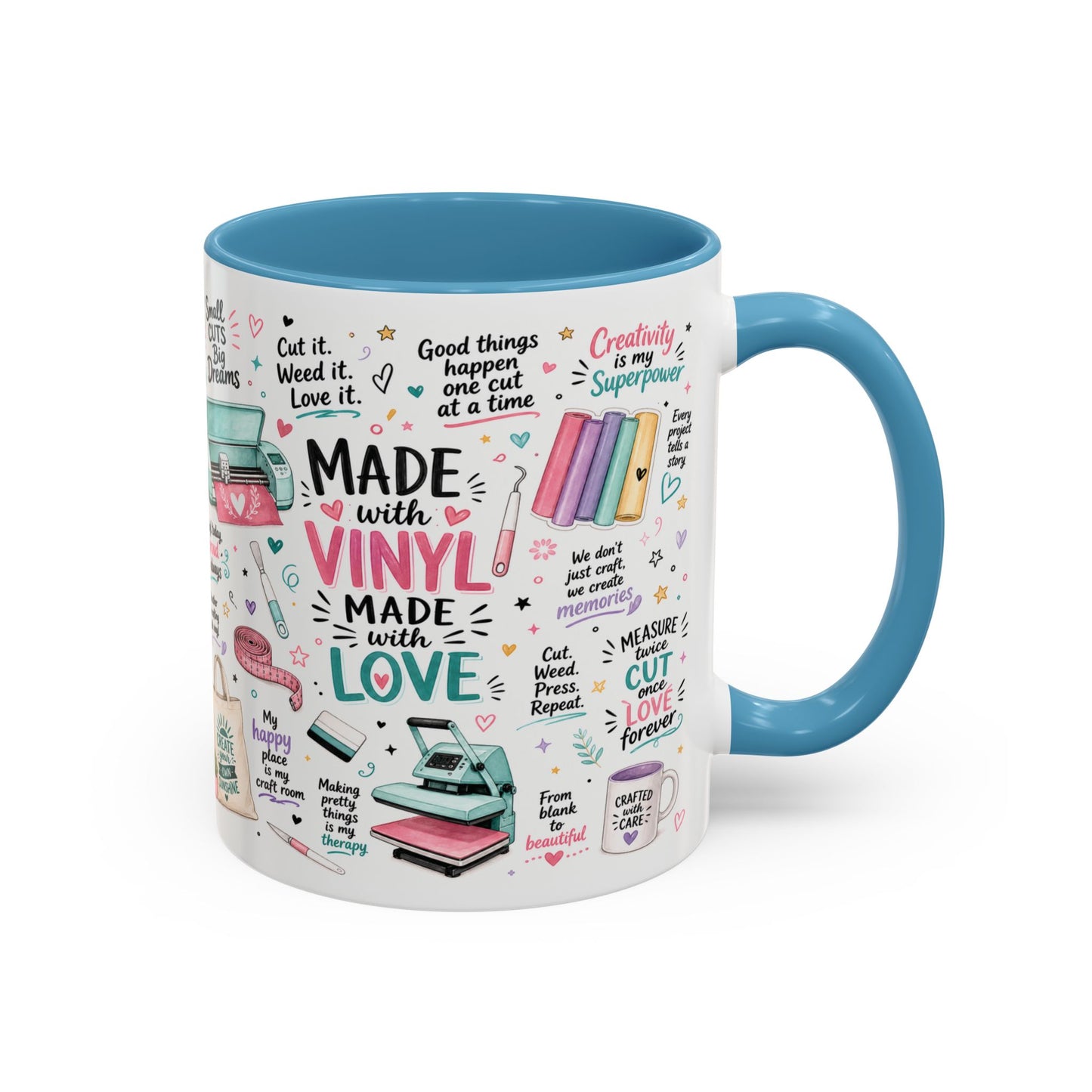 Made with Vinyl Mug — Cute Pink Crafting Coffee Cup for Crafters & Cricut Lovers