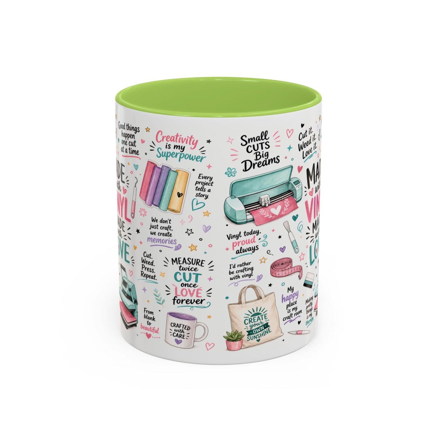 Made with Vinyl Mug — Cute Pink Crafting Coffee Cup for Crafters & Cricut Lovers