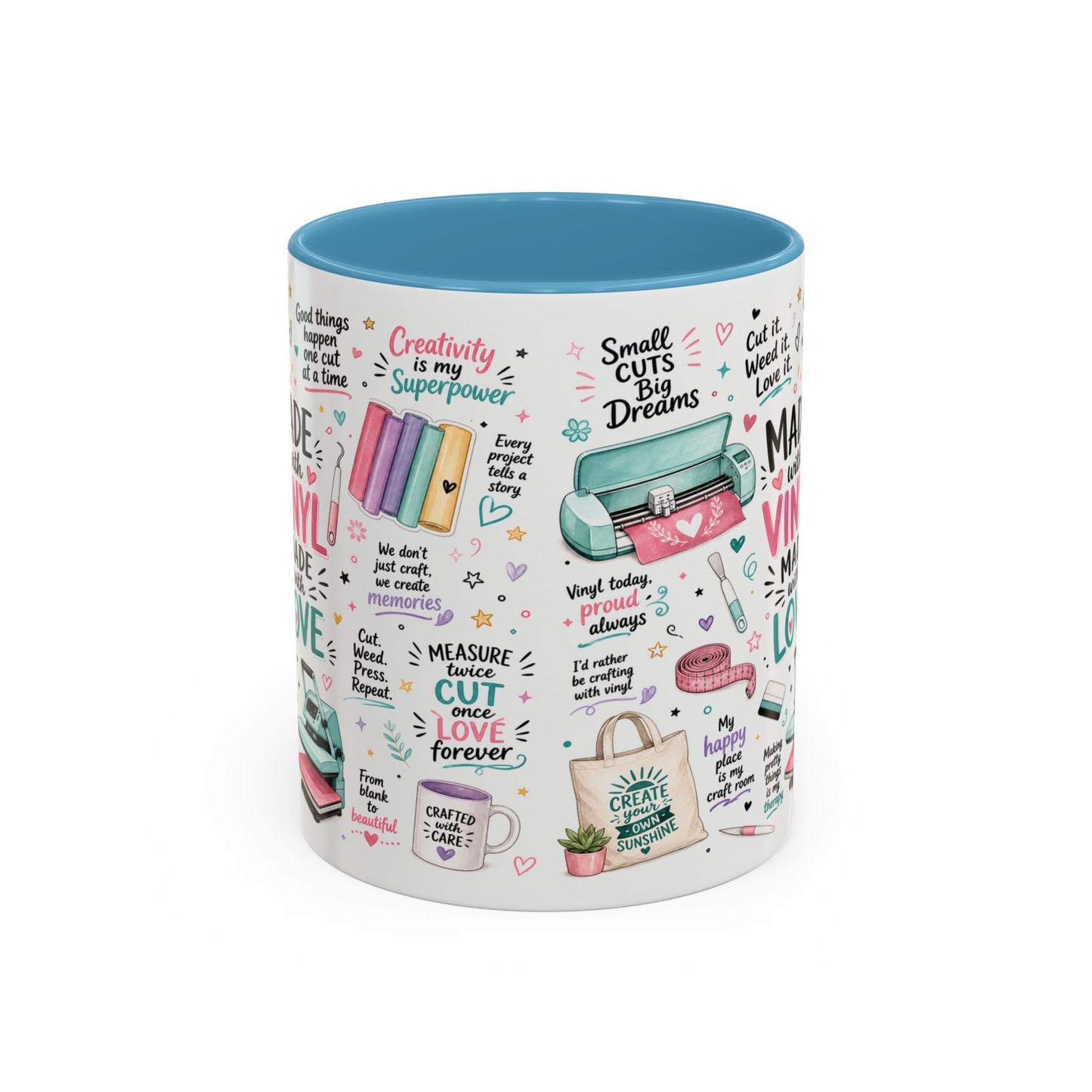 Made with Vinyl Mug — Cute Pink Crafting Coffee Cup for Crafters & Cricut Lovers