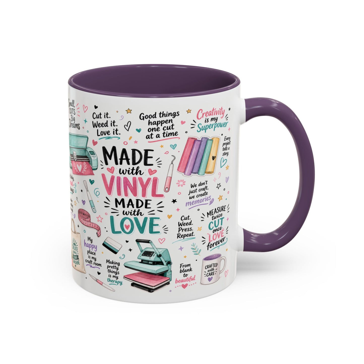 Made with Vinyl Mug — Cute Pink Crafting Coffee Cup for Crafters & Cricut Lovers