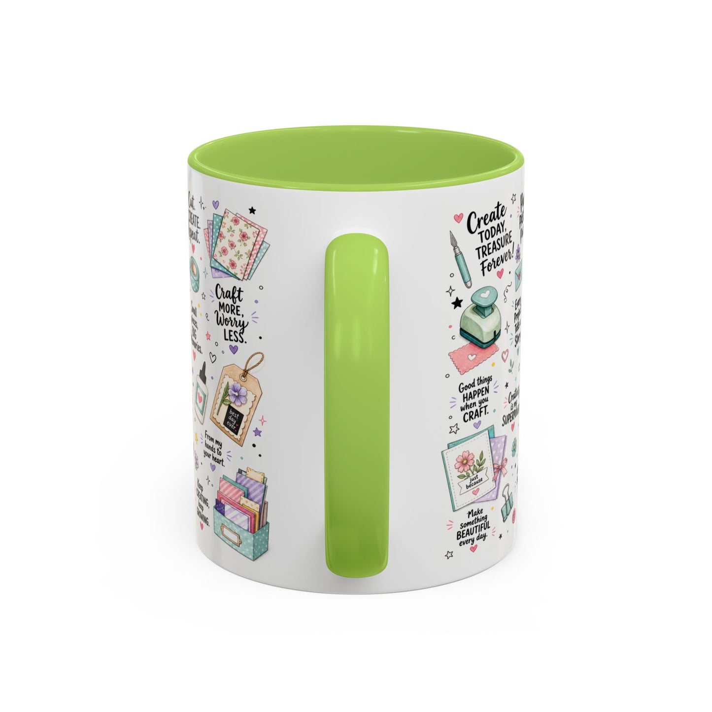 Crafting Mug — “Made with Love and a Little Paper” Accent Coffee Mug (11/15oz)
