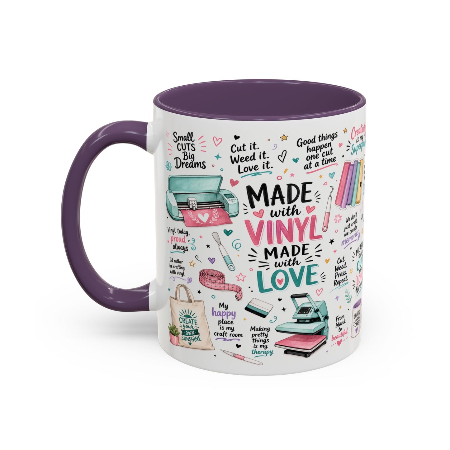 Made with Vinyl Mug — Cute Pink Crafting Coffee Cup for Crafters & Cricut Lovers