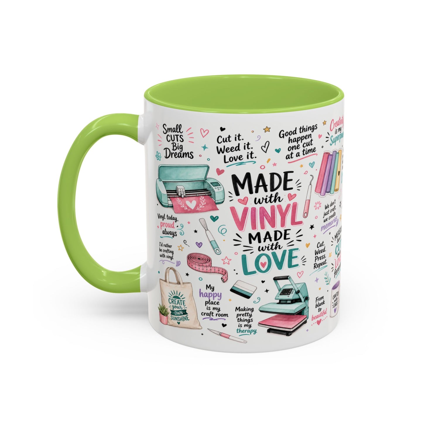 Made with Vinyl Mug — Cute Pink Crafting Coffee Cup for Crafters & Cricut Lovers