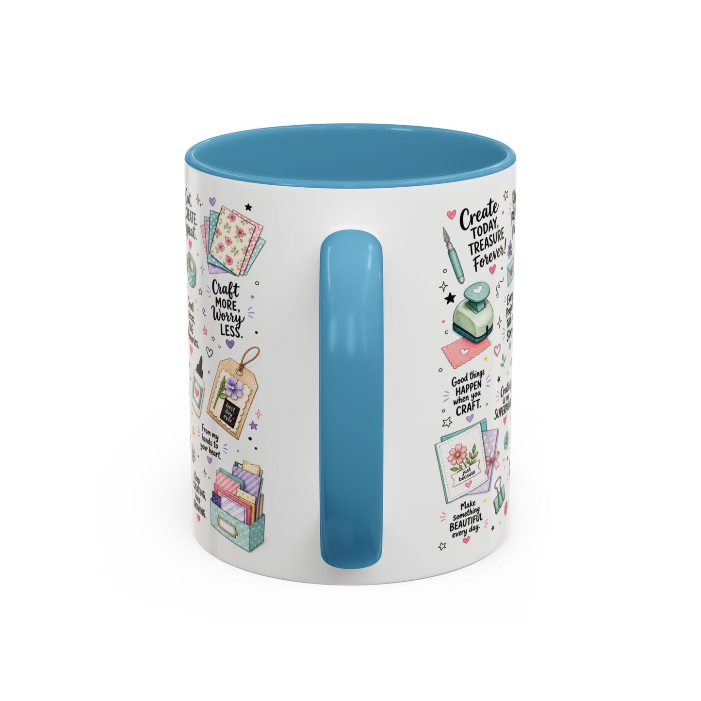 Crafting Mug — “Made with Love and a Little Paper” Accent Coffee Mug (11/15oz)