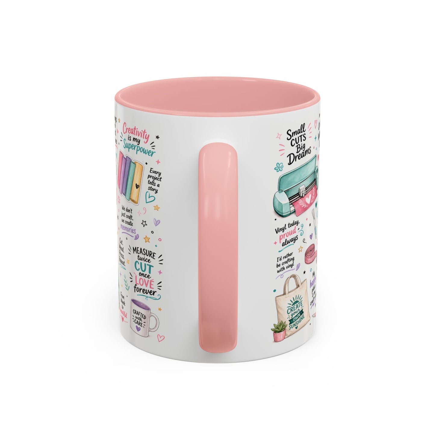 Made with Vinyl Mug — Cute Pink Crafting Coffee Cup for Crafters & Cricut Lovers