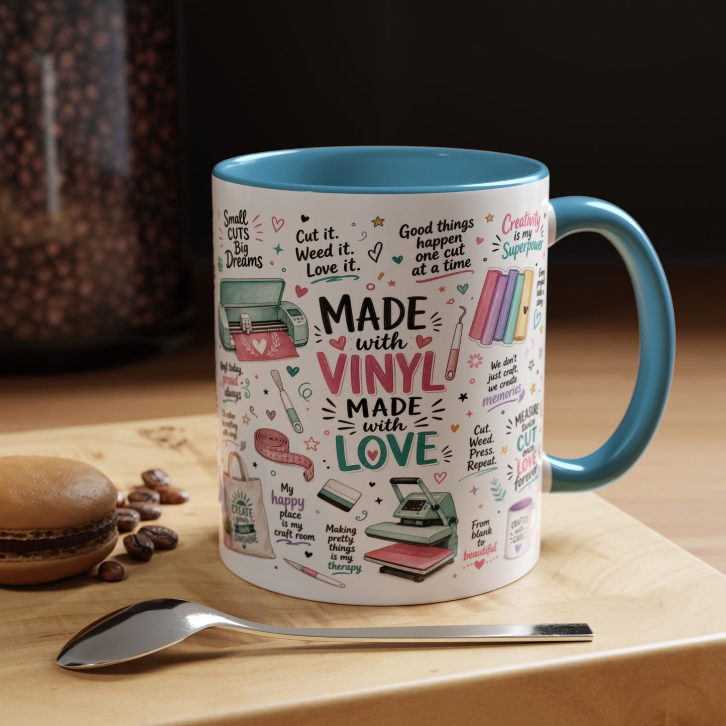 Made with Vinyl Mug — Cute Pink Crafting Coffee Cup for Crafters & Cricut Lovers