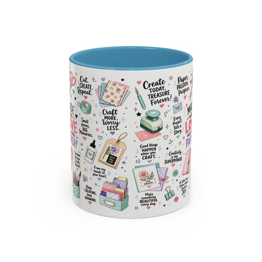 Crafting Mug — “Made with Love and a Little Paper” Accent Coffee