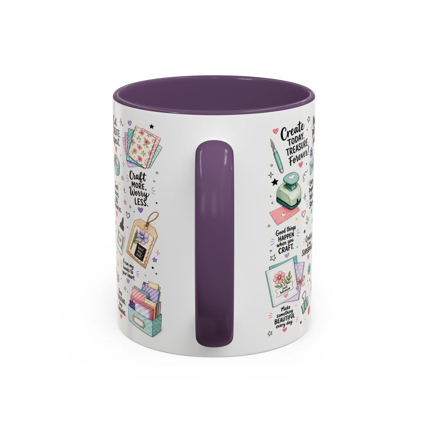 Crafting Mug — “Made with Love and a Little Paper” Accent Coffee Mug (11/15oz)