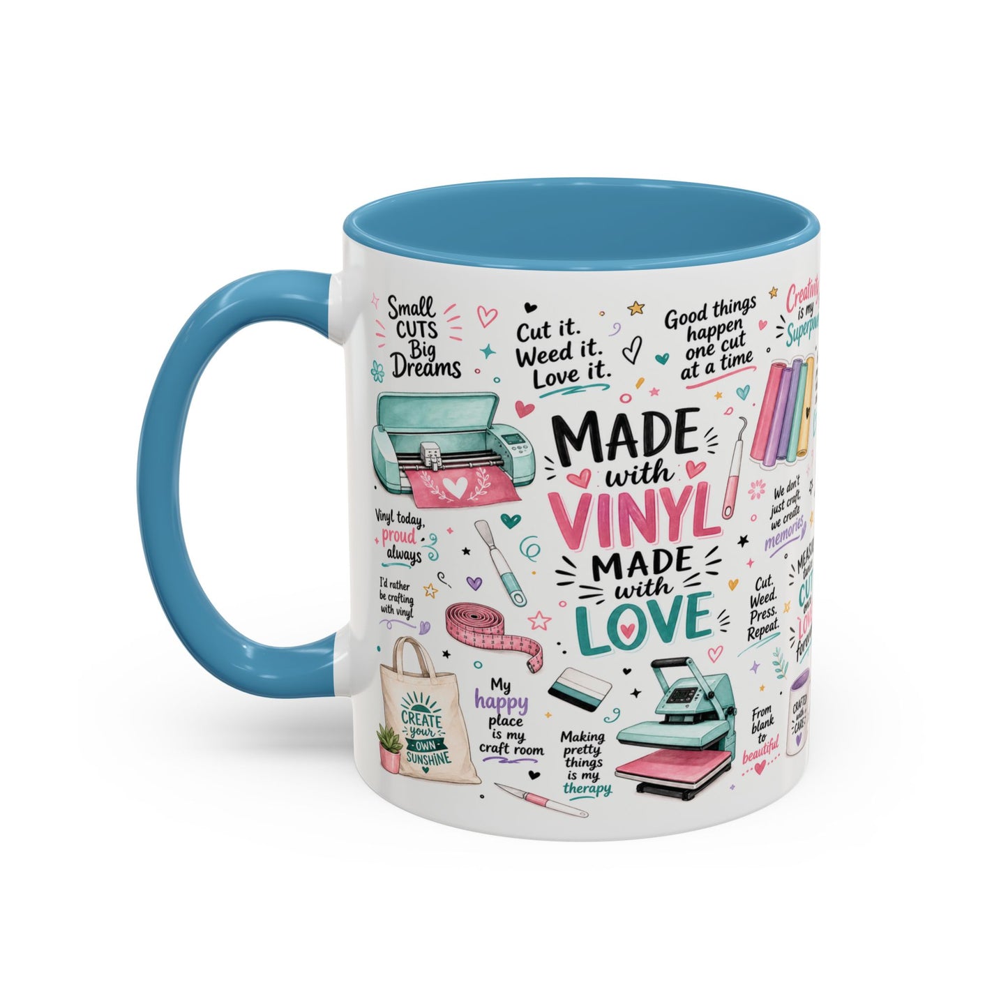 Made with Vinyl Mug — Cute Pink Crafting Coffee Cup for Crafters & Cricut Lovers