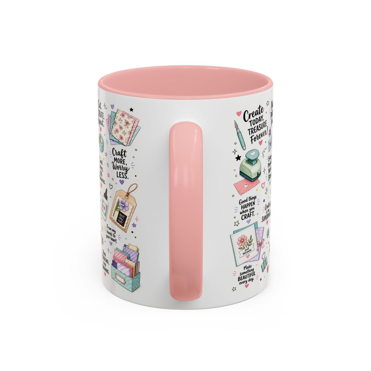 Crafting Mug — “Made with Love and a Little Paper” Accent Coffee Mug (11/15oz)